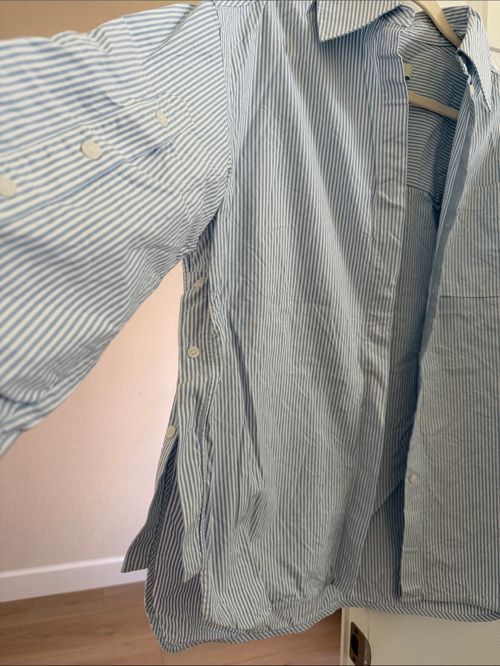COS Light Blue and White Stripe Cotton Button-Down Shirt - Picture 2 of 6